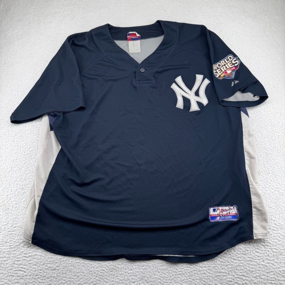 Majestic 2009 World Series New York Yankees Derek Jeter #2 Jersey Mens 2XL Blue